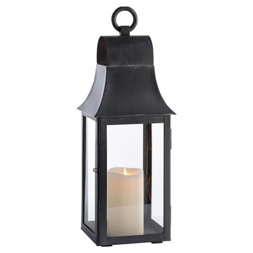 Elise French Country Washed Black Outdoor Lantern - Small