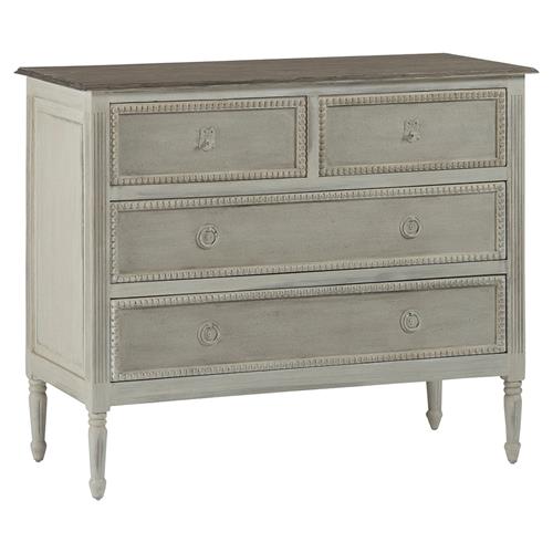 Caroline French Country Antique White Burlap Dresser