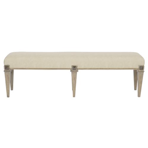 Sarabeth Updated Traditional Beige Faux Leather Cerused Oak Bench