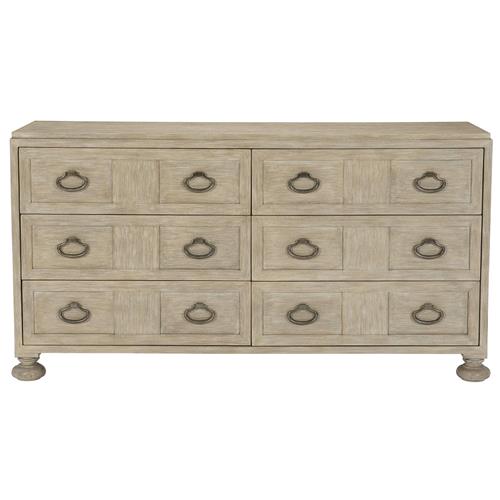 Sarabeth Modern French Brown Overlay 6 Drawer Wood Dresser