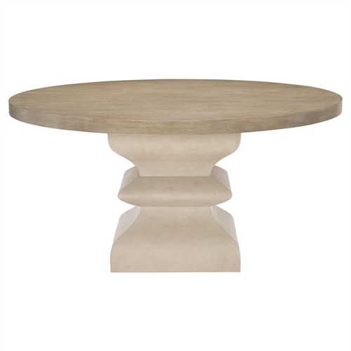 Sarabeth Modern French Brown Wood White Hexagon Pedestal Round Dining Table - 60&quot;W