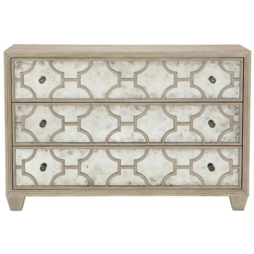 Sarabeth Modern French Patterned Cast Grille Overlay Antiqued Mirror Wood Dresser
