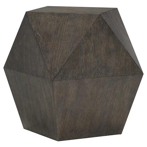 Landon Modern Masculine Charcoal Wood Geometric Side End Table