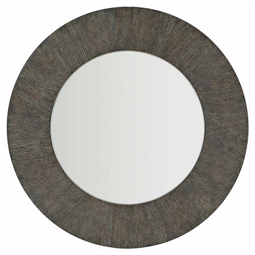 Landon Modern Masculine Charcoal Brown Wood Round Wall Mirror
