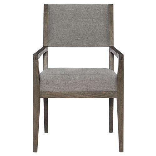 Landon Modern Masculine Grey Charcoal Brown Ash Wood Dining Arm Chair