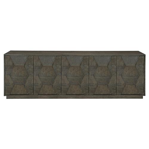 Landon Modern Masculine Charcoal Brown Fancy Face Wood Media Cabinet