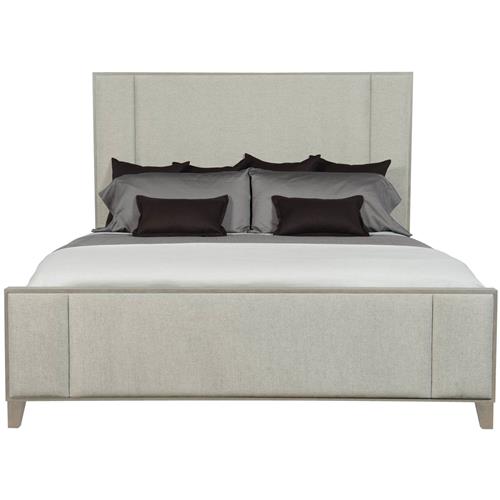 Landon Modern Masculine Beige Upholstered Panel Grey Wood Bed - King