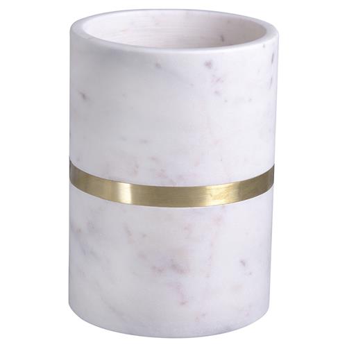 Christabel Modern Classic Gold Banded White Marble Wine Cooler