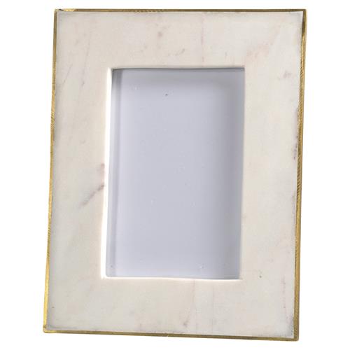 Estelle Modern Classic Gold Edge White Marble Picture Frame - 4x6
