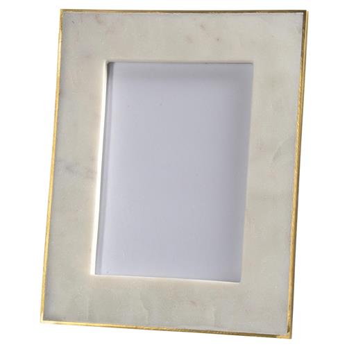 Ranma Modern Classic White Marble Brass Photo Frame - 5x7
