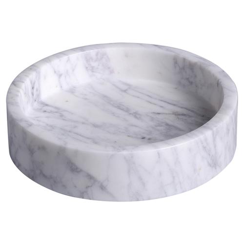 Jemima Modern Classic 6&quot; Round White Marble Tray - Small