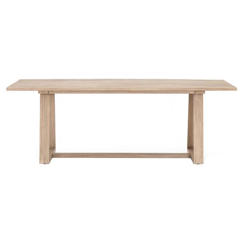 Cody Coastal Beach Angled Base Rectangular Washed Brown Teak Outdoor Dining Table - 86.5&quot;W