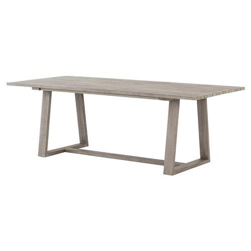 Cody Coastal Beach Angled Base Rectangular Grey Teak Outdoor Dining Table - 86.5&quot;W
