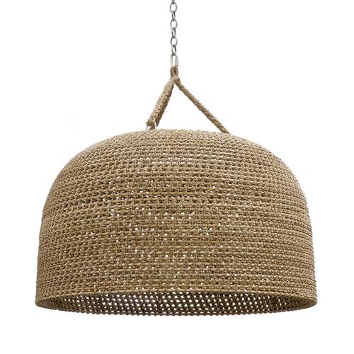 Palecek Green Oaks Coastal Beach Woven Rattan Frame Ceiling Pendant