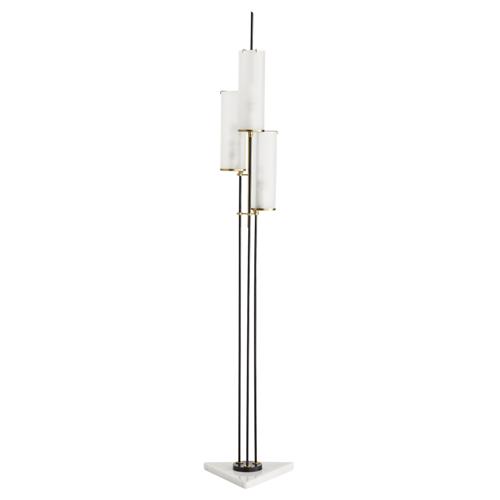 Stefan White Marble 3 Light Frosted Glass Iron Floor Lamp
