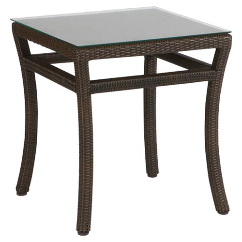 Club Woven Coastal Beach Black Walnut Wicker Square Outdoor End Table