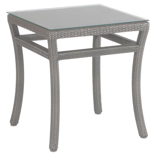 Club Woven Coastal Beach Oyster Wicker Square Outdoor End Table