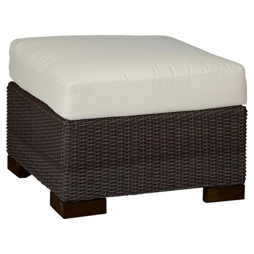 Club Woven Coastal Beach Brown Walnut Outdoor Ottoman