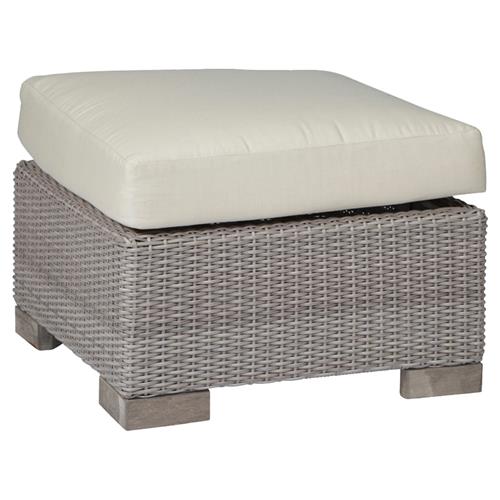 Club Woven Coastal Beach Oyster Grey Outdoor Ottoman