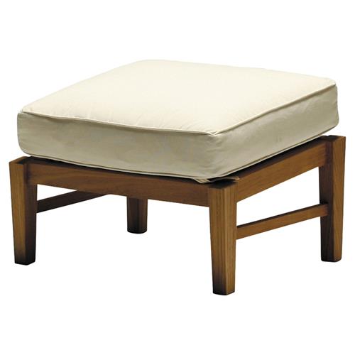 Croquet Coastal Natural Teak White Cushion Outdoor Ottoman