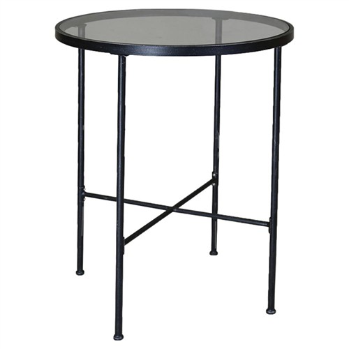 Aurore French Country Glass Top Metal Round Outdoor Dining Bar Table - 32&quot;W