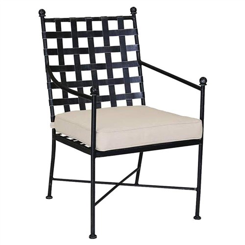 Aurore French Beige Cushion Metal Outdoor Dining Arm Chair