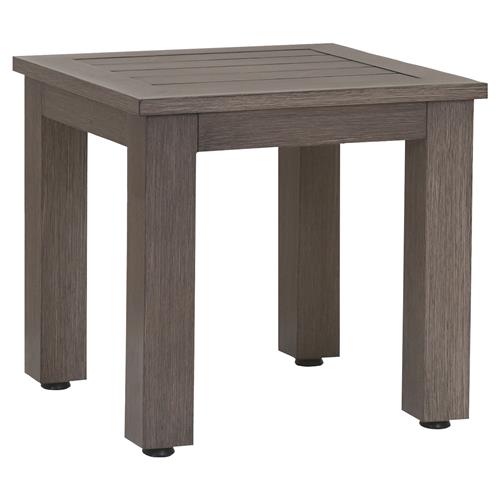 Ezra Modern Taupe Grey Aluminum Square Outdoor Side End Table