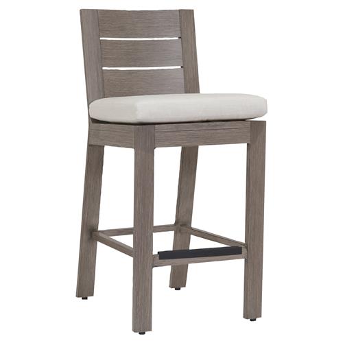 Ezra Modern Taupe Grey Aluminum Beige Cushion Outdoor Bar Stool