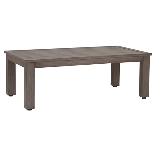 Ezra Modern Taupe Grey Aluminum Rectangular Outdoor Coffee Table