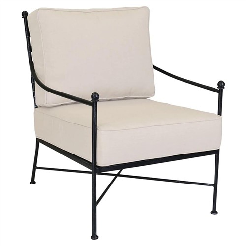 Aurore French Beige Cushion Metal Outdoor Club Arm Chair