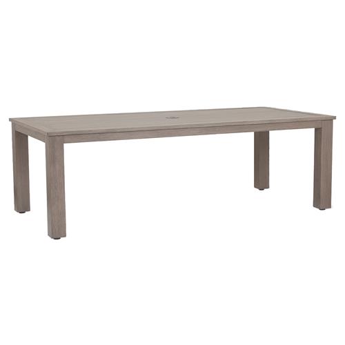 Ezra Modern Taupe Grey Aluminum Rectangular Outdoor Dining Table - 90&quot;W