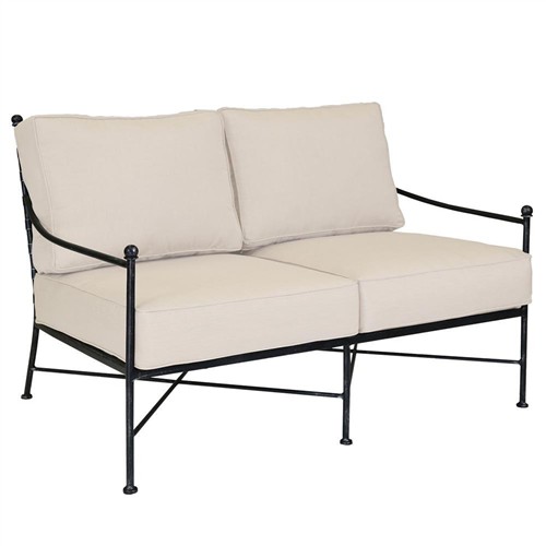 Aurore French Beige Cushion Metal Outdoor Loveseat