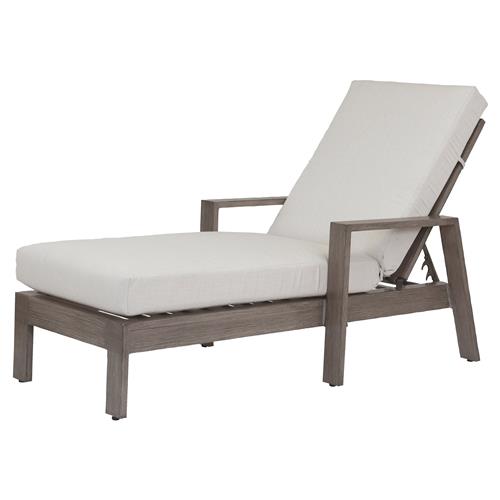 Ezra Modern Taupe Grey Aluminum Outdoor Adjustable Chaise Lounge