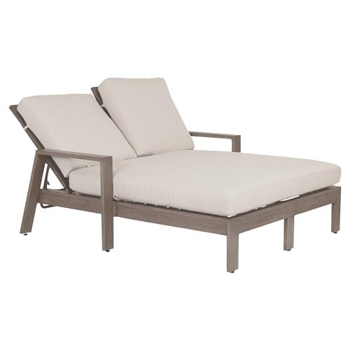 Ezra Modern Taupe Grey Aluminum Outdoor Double Chaise Lounge