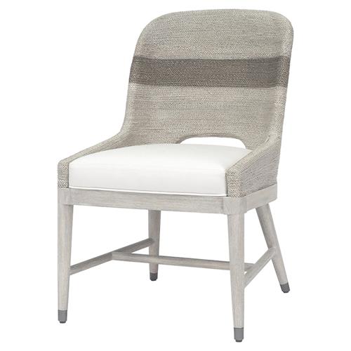 Palecek Fritz Coastal Beach White Performance Lampakanai Rope Hardwood Side Chair
