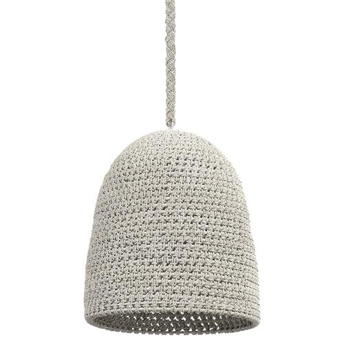 Palecek Green Oaks Coastal Beach White Woven Abaca Rope Dome Pendant - Small