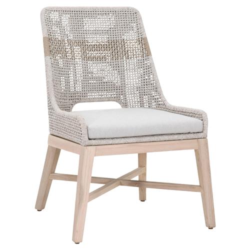 Theodore Coastal Taupe Woven Cushion Grey Teak Outdoor Dining Chair - Set of 2