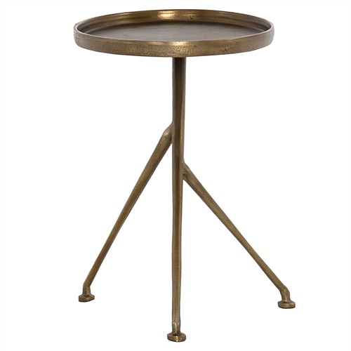 Soledad Industrial Loft Antique Brass Aluminum Tripod Base Outdoor Oval Side Table