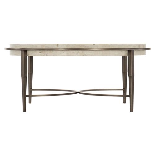 Belinda Modern Classic Travertine Antique Pewter Round Coffee Table