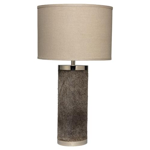 Isaac Rustic Lodge Grey Hide Cylinder Table Lamp