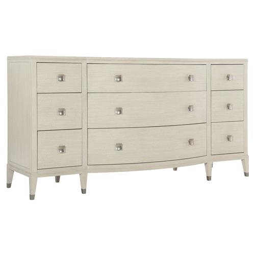 Alice Modern Classic Beige Curved Center Nine Drawer Dresser
