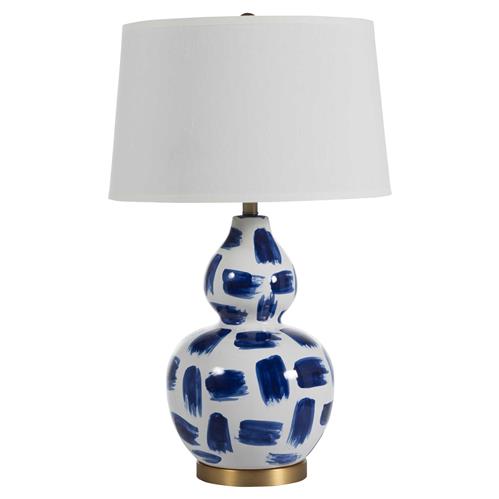 Luca Modern Double Gourd Blue Painted White Ceramic Table Lamp