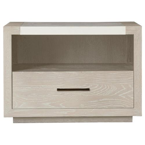 Aaren Modern Classic White Stone Top Grey Wood Nightstand