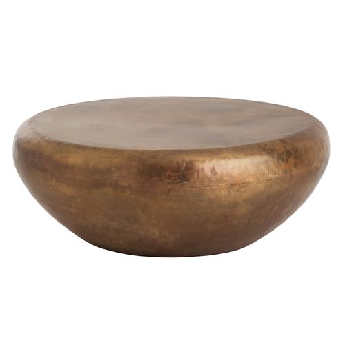 Bates Iron Burnt Brass Hammered Round Coffee Table