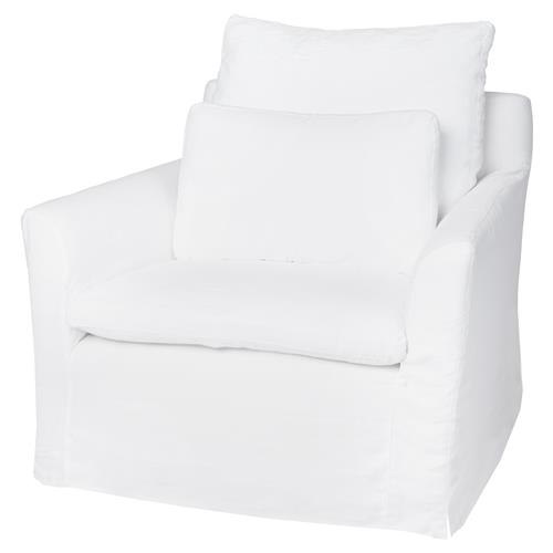 Cisco Home Donato Modern Classic White Linen Slipcovered Arm Chair