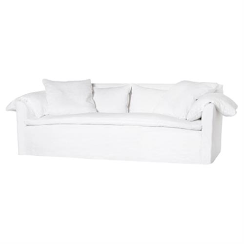 Cisco Home Donato Coastal Beach Logan White Linen Slipcovered Sofa - 78&quot;