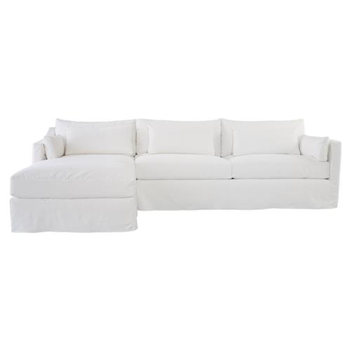 Cisco Home Rebecca Modern White Cotton Slipcovered Sectional Sofa - Left Arm Facing