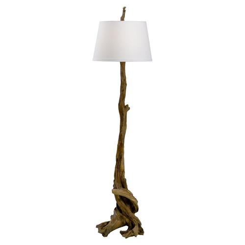 Wellington Coastal Beach Brown Composite Beige Linen Buffet Floor Lamp