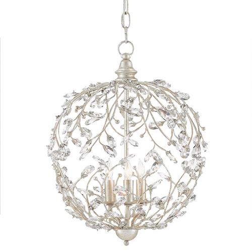 Carter French Country Silver Crystal Vine Globe Chandelier