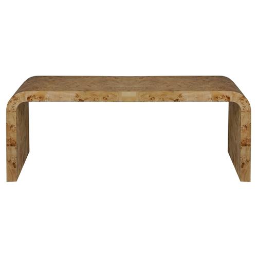 Worlds Away Newbury Modern Classic Light Brown Burl Rectangular Coffee Table